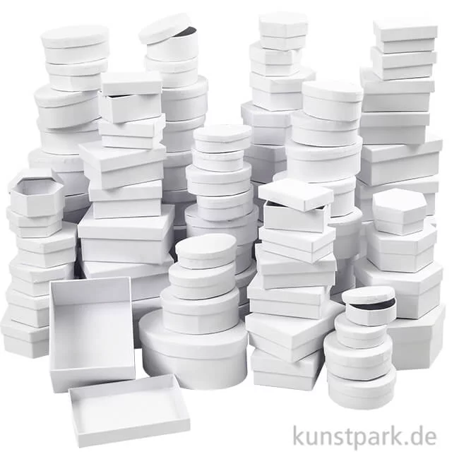 Artikelbild 1 des Artikels “XXL Set - Pappschachteln zum Basteln, weißer Karton, 168 Stück “