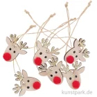 Artikelbild 1 des Artikels “Rentier-Anhänger aus Holz mit Gold-Glitter, 6 Stück “