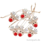 Artikelbild 1 des Artikels “Rentier-Anhänger aus Holz mit Silber-Glitter, 6 Stück “