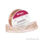Artikelbild 1 des Artikels “Chiffonband Sterne mit Draht - 25 mm x 3 m Einzelfarbe | Altrosa-Gold“