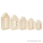 Artikelbild 1 des Artikels “Deko Häuser aus Holz mit Fenstern, verschiedene Größen, 5er Set “