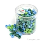 Artikelbild 1 des Artikels “Glas-Großlochradl Grün-Blau Mix, opak, 55 g Dose | 5,4 mm“