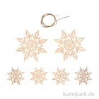 Artikelbild 1 des Artikels “Holz Deko Schneeflocken, Natur, 5-9 cm, 6 Stück + Kordel “