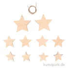 Artikelbild 1 des Artikels “Holz Deko Sterne, Natur, 3,5-7,5 cm, 10 Stück + Kordel “