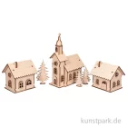 Artikelbild 1 des Artikels “Holzbausatz Lichterdorf, Natur, 7-19 cm, 84-teilig + LED Lichterketten “