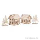 Artikelbild 1 des Artikels “Holzbausatz Lichterhäuser mit LED Lichterkette, 7-10 cm, 46-teilig “