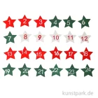 Artikelbild 1 des Artikels “Holzsterne mit Adventszahlen, Rot / Grün / Weiß, 28 mm, 24 Stück “