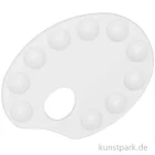 Artikelbild 1 des Artikels “Klassische ovale Palette aus weißem Kunststoff mit 10 runden Näpfen “