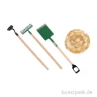 Artikelbild 1 des Artikels “Miniatur Deko Set, Gartengeräte + Strohhut, 4-teilig, 4-9,8 cm “