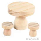 Artikelbild 1 des Artikels “Miniatur Möbelset - Tisch + Hocker aus Holz, 2,5 x 2,5 cm “