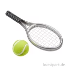 Artikelbild 1 des Artikels “Miniatur Tennisschläger mit Ball, Silber, 3,5 x 9 cm “