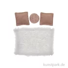 Artikelbild 1 des Artikels “Miniatur Teppich + Kissen, Wohnzimmer Set, Beige-Weiß, 4-teilig “