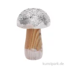 Artikelbild 1 des Artikels “Kleiner Pilz aus Holz mit Silber-Glitter, Größe 6x9 cm “
