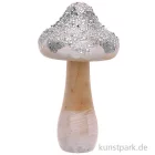 Artikelbild 1 des Artikels “Großer Pilz aus Holz mit Silber-Glitter, Größe 7x14 cm “