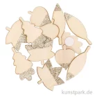 Artikelbild 1 des Artikels “Dekosticker Blätter aus Holz mit Gold-Glitter, 12 Stück “