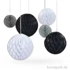 Artikelbild 1 des Artikels “Wabenbälle aus Papier, 5 - 10 cm, sortiert, 6 Stück Schwarz-Weiß“