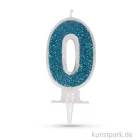 Artikelbild 1 des Artikels “Zahlenkerze mit Glitter und Halter, 10 cm 0 - Blau“