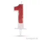 Artikelbild 1 des Artikels “Zahlenkerze mit Glitter und Halter, 10 cm 1 - Rot“