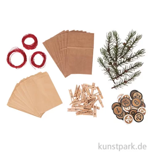 Artikelbild 1 des Artikels “Adventskalender Set mit Zahlen 1-24 und Zubehör, Karton, 13-16 cm “