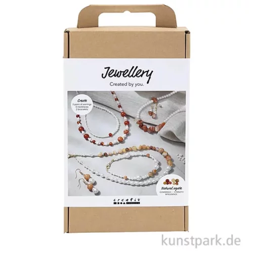 Artikelbild 1 des Artikels “Bastelset Schmuck, Achat Perlenschmuck, Beige, Orange, Perlmuttweiß “