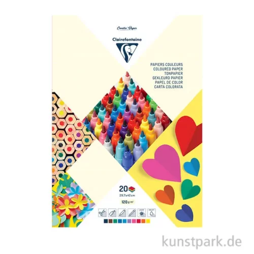 Artikelbild 1 des Artikels “Clairefontaine Tonzeichenpapier, 10 Farben sortiert, 120 g, 20 Blatt “