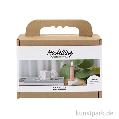 Artikelbild 1 des Artikels “DIY Bastelset - Kerzenhalter + Dose mit Muscheln Modellieren, Weiß “