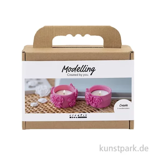 Artikelbild 1 des Artikels “DIY Bastelset - Teelichthalter Modellieren, Pink “