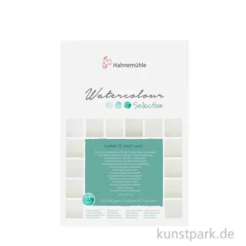 Artikelbild des Artikels “Hahnemühle Aquarellselection, 14 verschiedene Papiere 17 x 24 cm“
