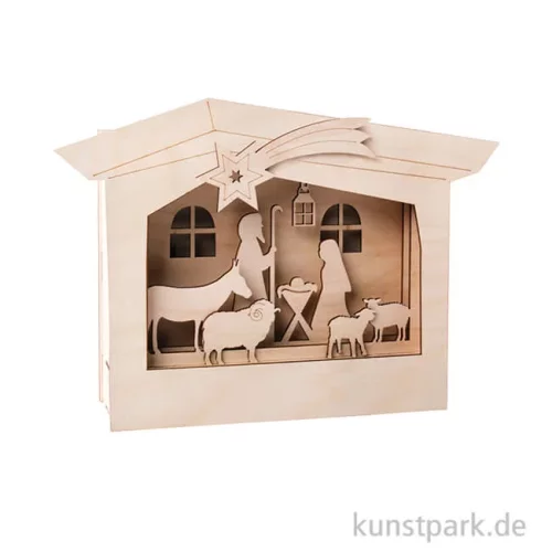Artikelbild 1 des Artikels “Holzbausatz 3D-Motivrahmen - Krippe, 24 x 24 x 6,3 cm, 13-teilig “