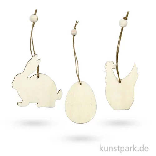 Artikelbild 1 des Artikels “Holzornament Ostern zum Hängen, Größe 6 cm, 9 Stück sortiert “