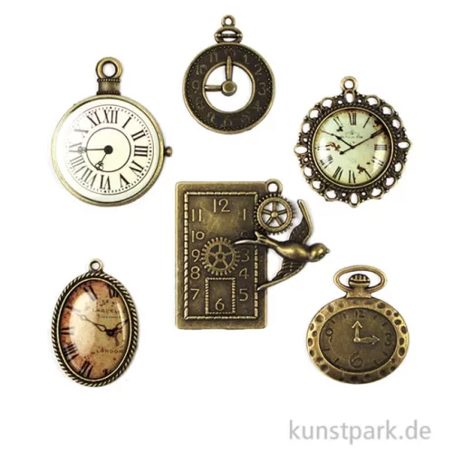 Artikelbild 1 des Artikels “Metallcharms Vintage - Uhr, 6 Stück sortiert “