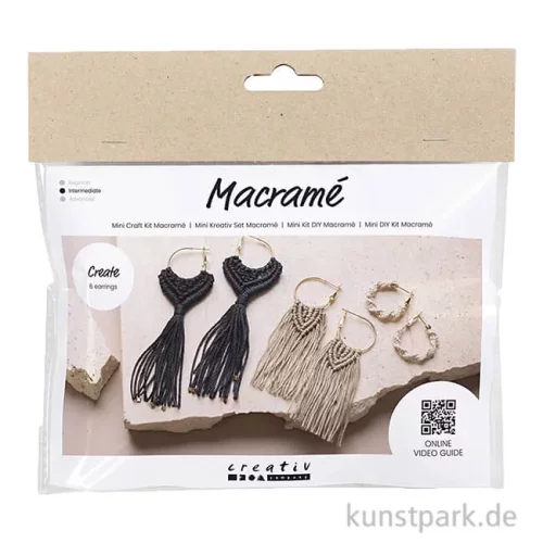 Artikelbild 1 des Artikels “Mini Bastelset Makramee - Ohrringe, Schwarz, Olivbraun, Beige “