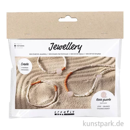 Artikelbild 1 des Artikels “Mini Bastelset Schmuck, Halskette + Armband mit Rosenquarz “