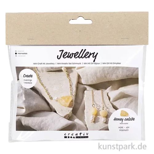Artikelbild 1 des Artikels “Mini Bastelset Schmuck, Halskette + Ohrringe mit Honigcalcit “