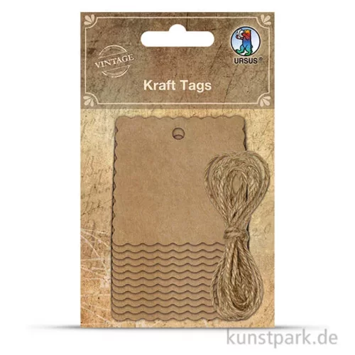 Artikelbild 1 des Artikels “Vintage Anhänger - Eckig aus Kraftpapier, 12 Stück “