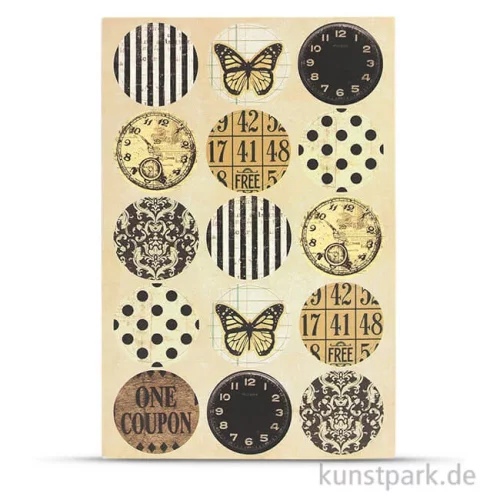 Artikelbild 1 des Artikels “Vintage Sticker - Selection Rund, 2 Blatt, 30 Stück sortiert “