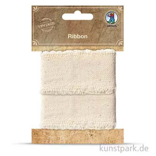 Artikelbild 1 des Artikels “Vintage Stoffband - Natur Hell, 3 cm x 1 m “