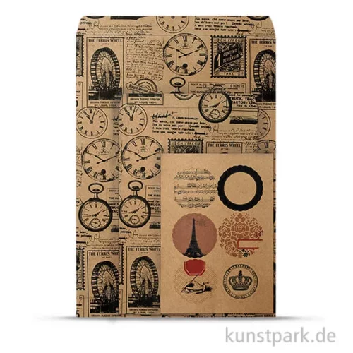 Artikelbild 1 des Artikels “Vintage Tüten-Set - Time aus Kraftpapier, 10,5 - 21 cm, 6 Stück sortiert “