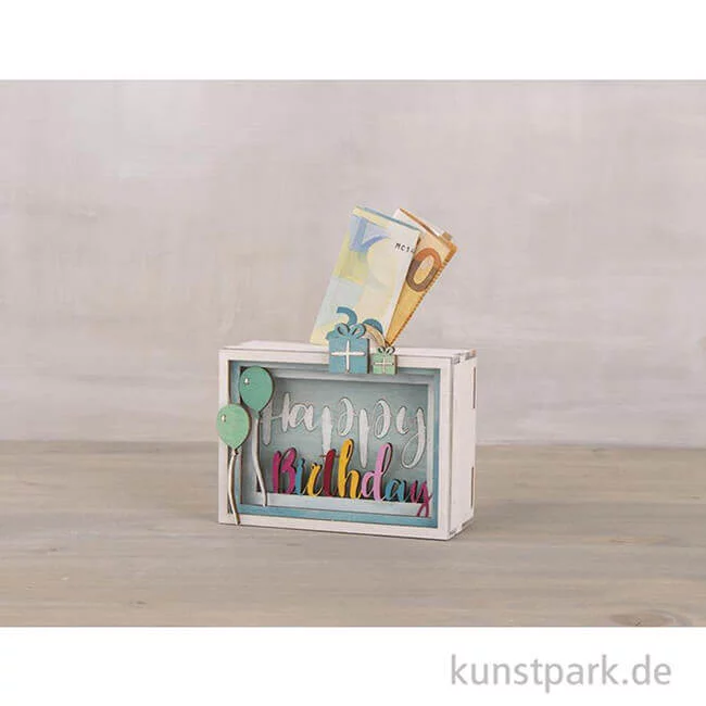 Artikelbild 2 des Artikels “3D Geschenkbox - Birthday, 11,5x8,5x5 cm, Holz-Bausatz mit 13 Teilen “