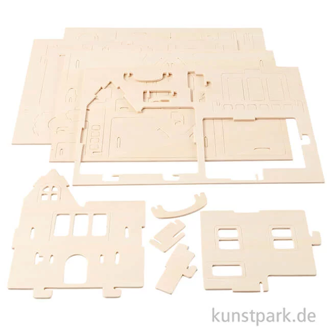 Artikelbild 2 des Artikels “3D-Holzpuzzle Haus mit Balkon, 15,8x17,5x19,5cm “
