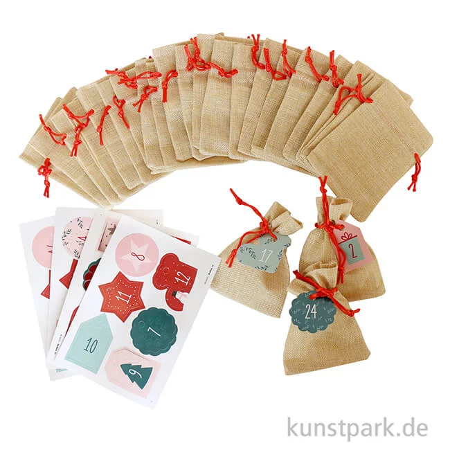 Artikelbild 2 des Artikels “Adventskalender Bastelset - Natur, Juteoptik, 49-teilig “