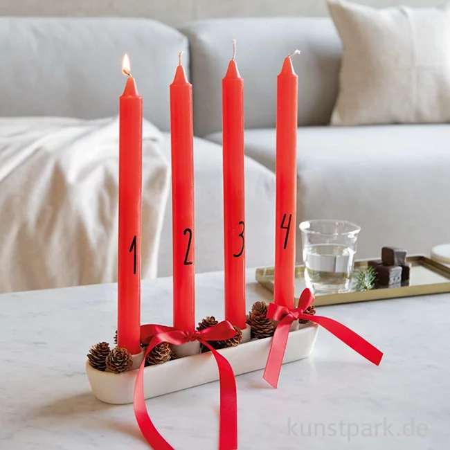 Artikelbild 2 des Artikels “Adventskerzen Set mit Zahlen, 1-4, Rot, 2,2 x 28 cm “
