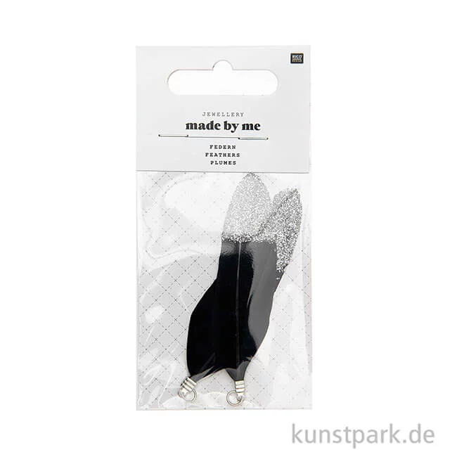 Artikelbild 2 des Artikels “Anhänger Federn - Schwarz-Silber, 2er Set “
