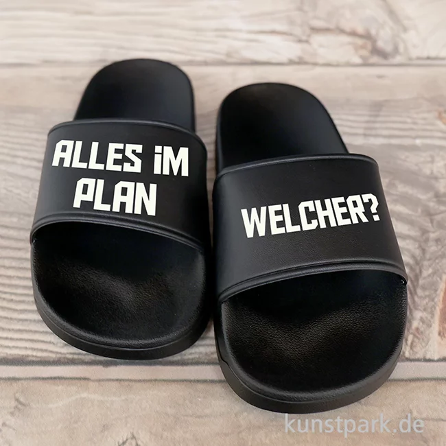 Artikelbild 2 des Artikels “Badelatschen, Schwarz, Bedruckt, Design, Alles im Plan “