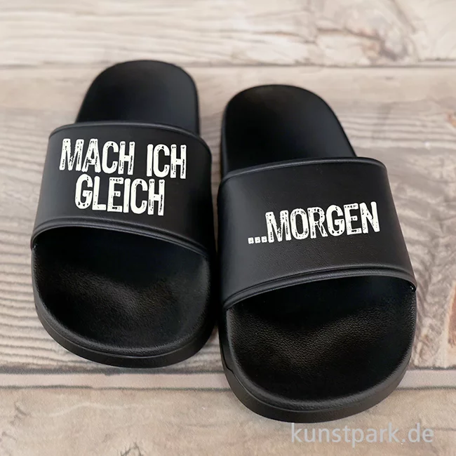 Artikelbild 2 des Artikels “Badelatschen, Schwarz, Bedruckt, Design, Mach ich gleich “