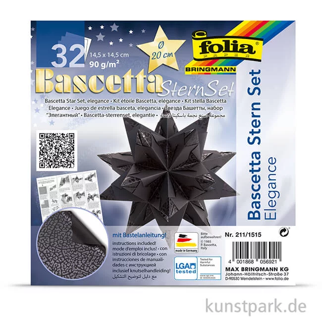 Artikelbild 2 des Artikels “Bascetta-Stern Bastelset - Elegance Wildlife Schwarz, 90g 14,5 x 14,5 cm“