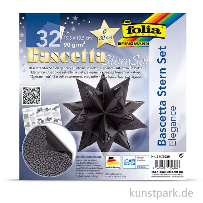 Artikelbild 2 des Artikels “Bascetta-Stern Bastelset - Elegance Wildlife Schwarz, 90g 19,5 x 19,5 cm“