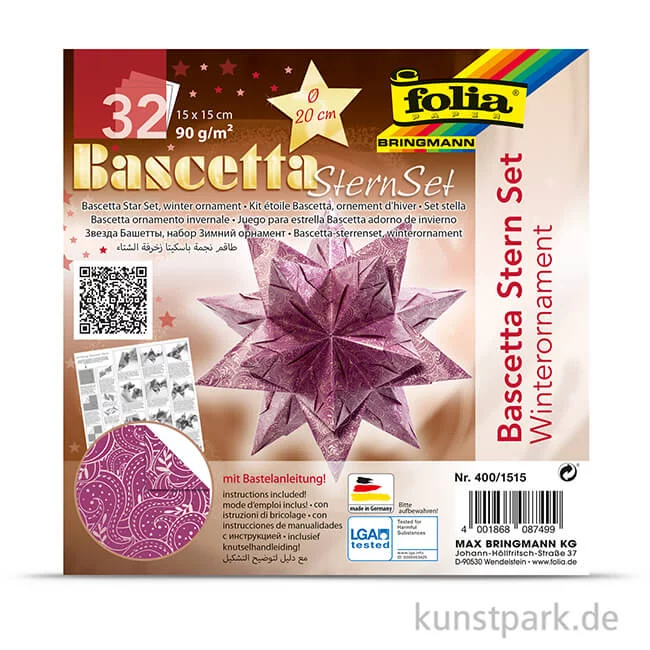 Artikelbild 2 des Artikels “Bascetta-Stern Bastelset - Lila-Winterornament Silber, 90g 15 x 15 cm“