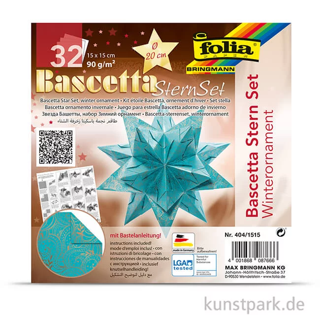 Artikelbild 2 des Artikels “Bascetta-Stern Bastelset - Türkis-Winterornament Kupfer, 90g 15 x 15 cm“