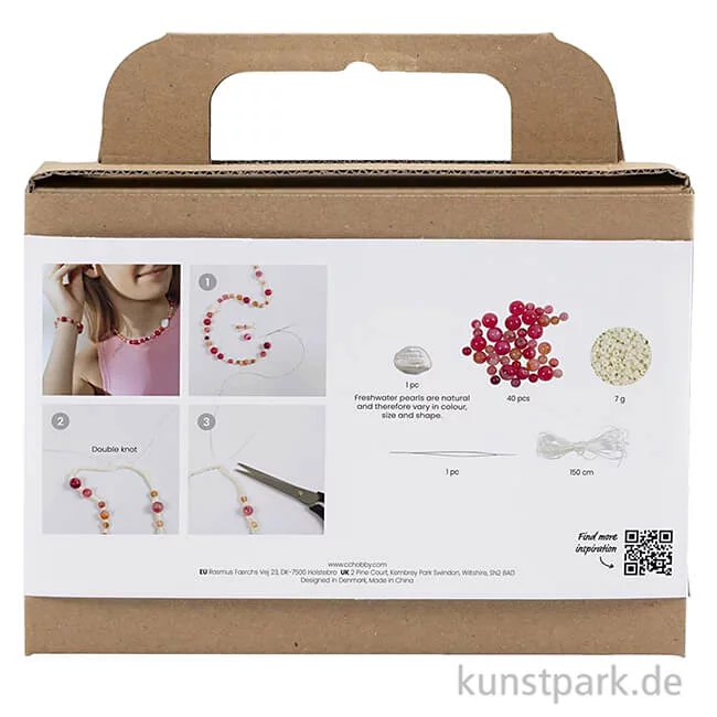 Artikelbild 2 des Artikels “Bastelset Schmuck, Achat Perlenkette + Armband, Pink “